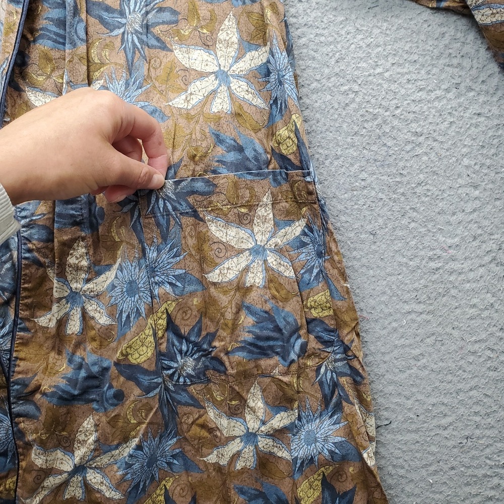 Peruvian Connection Robe Womens Large Multi Floral Pipe Trim Drawstring Waist - Picture 8 of 9